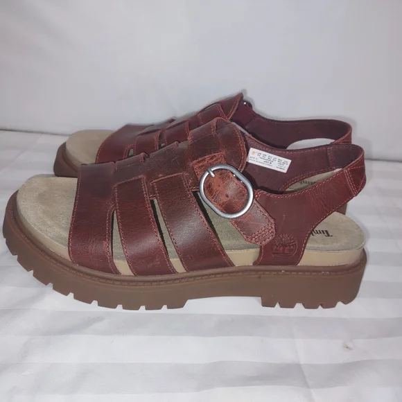 Women’s Timberland Clairemont Way Fisherman Sandal Burgundy Red 8.5 - Picture 5 of 8